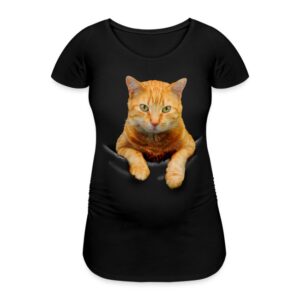 Schwangerschafts T-Shirt "Lustige Katze kommt aus Tasche hervor"